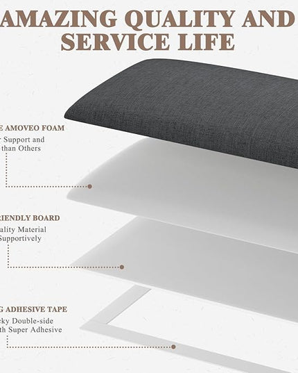 King Headboard, Wall Mounted Peel and Stick Headboard, Upholstered Tufted Bed Headboard for King Size Bed, Floating Dorm Bedroom Tall Headboard Soundproof Wall Panels (12 Panels, 10"x24") - LeafyLoom
