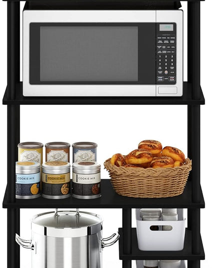 Furinno Turn-N-Tube 4-Tier Toolless Kitchen Storage Shelf Cart, Americano/Black - LeafyLoom