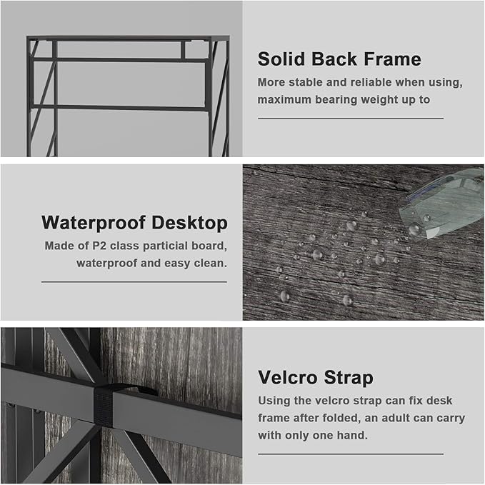 Elephance 40" Folding Computer Desk No Assembly Needed Foldable Small Home Office Desk Study Writing Desk Gaming Table for Small Space - LeafyLoom