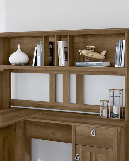 Bush Furniture Salinas Hutch for L Shaped Desk, 60W, Reclaimed Pine - LeafyLoom