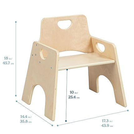 ECR4Kids Stackable Wooden Toddler Chair, 10in, Kids Furniture, Natural, 2-Pack - LeafyLoom
