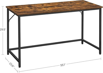 VASAGLE Computer Desk, Gaming Desk, Home Office Desk, for Small Spaces, 23.6 x 55.1 x 29.5 Inches, Industrial Style, Metal Frame, Rustic Brown and Black ULWD043B01 - LeafyLoom