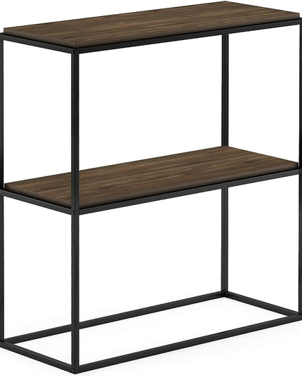 Furinno Moretti Modern Wide Stackable Metal Shelf, Columbia Walnut - LeafyLoom