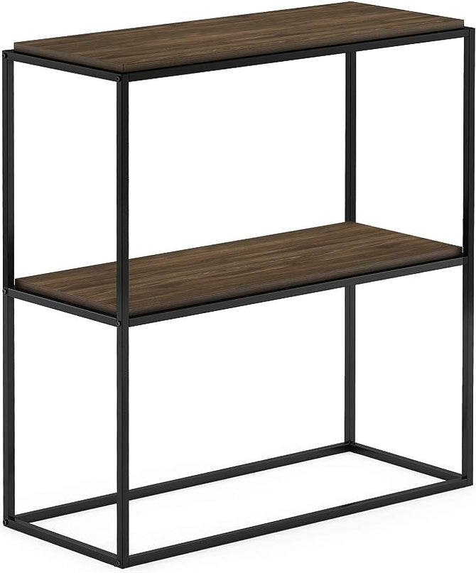 Furinno Moretti Modern Wide Stackable Metal Shelf, Columbia Walnut - LeafyLoom