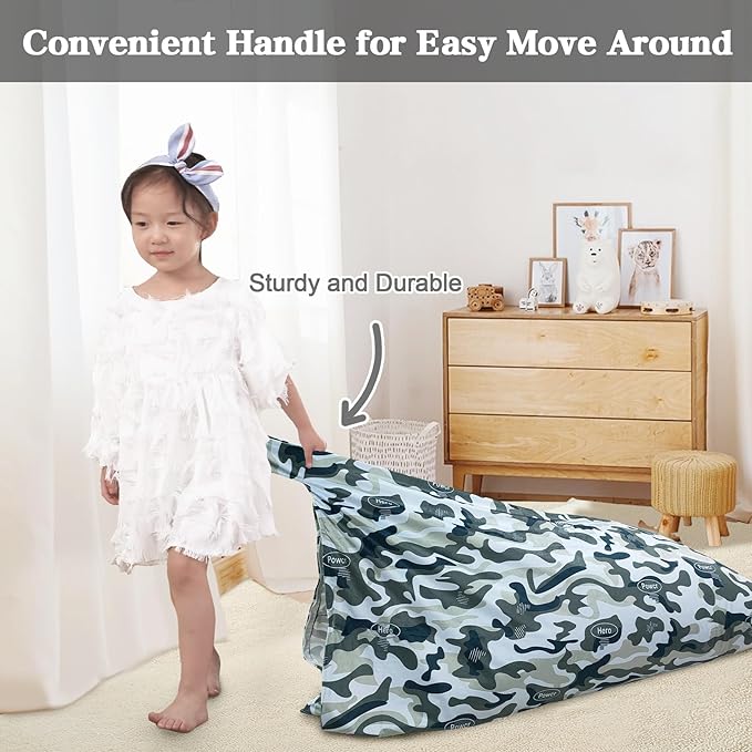 Jorbest Stuffed Animal Storage, Soccer Stuffed Animal Bean Bag Storage, Bean Bag Chair Cover for Kids, Luxury Velvet Stuffie Seat - Cover ONLY (200L/52 Gal) - LeafyLoom