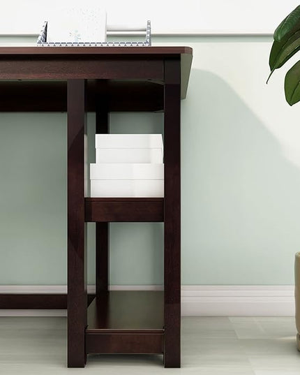 Max & Lily Solid Wood Corner Desk, 55 x 55 Inches, Espresso - LeafyLoom