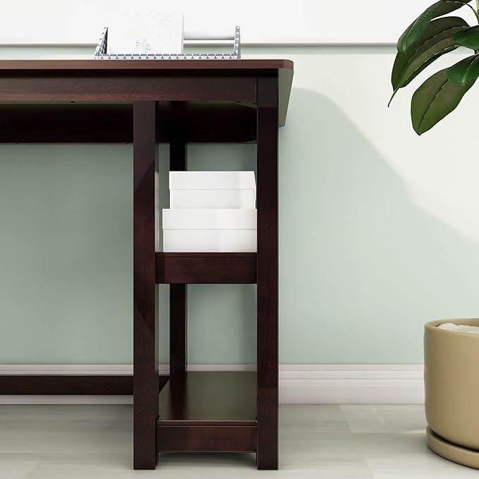Max & Lily Solid Wood Corner Desk, 55 x 55 Inches, Espresso - LeafyLoom