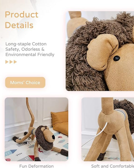Kids Floor Lamp, Brown Lion Creative Design Modern Floor Lamp for Bedroom, 51 Inch Hand-Stitched Toy Standing Lamp for Living Room, Package Come with an E26 LED Bulb (Brown Lion) - LeafyLoom