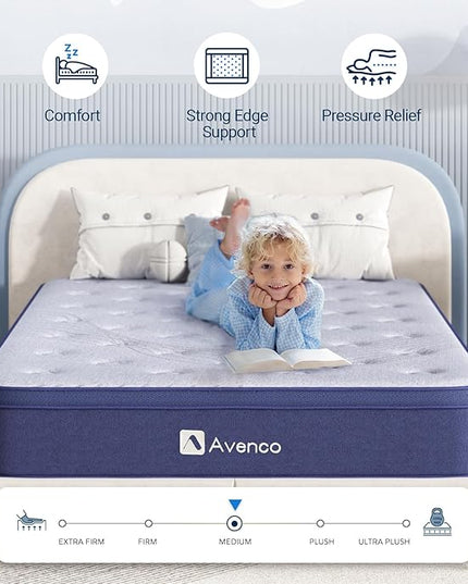 Avenco Twin Mattresses, Hybrid Mattress Twin 10 Inch, Medium Firm Twin Mattress in a Box for Pressure Relief and Sound Sleep, Wrapped Coils and CertiPUR-US Foam, Soft Breathable Fabric - LeafyLoom