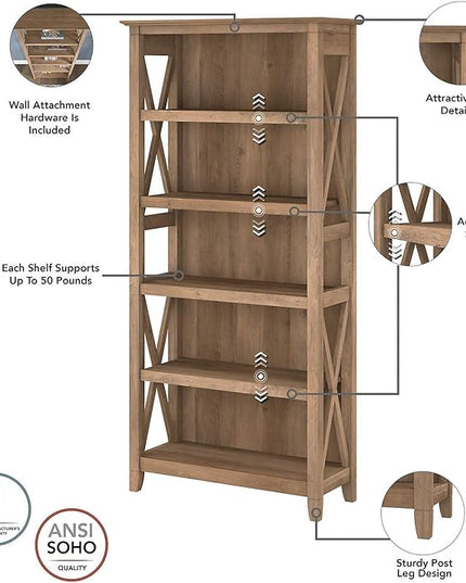 Bush Furniture Salinas Hutch, Desk Attachment with Shelf Storage for Home Office, 60W, Ash Brown - LeafyLoom
