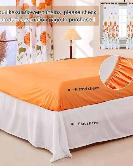 EVENHUG Twin Comforter Set 5 Pieces Reversible Twin Size Comforters for All Season Orange Sunflower Floral Bedding Sets Bed in a Bag with Flat Sheet and Fitted Sheet,Pillowcases & Shams - LeafyLoom