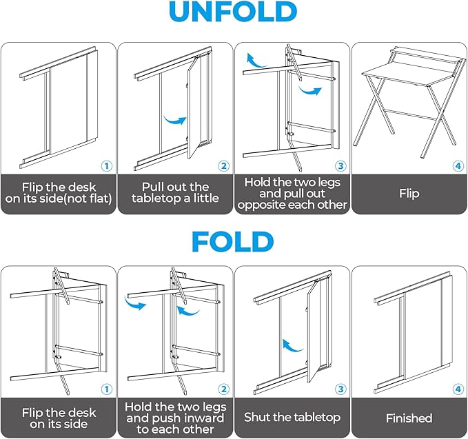 GreenForest Folding Desk No Assembly Required Small Size, 2-Tier Foldable Computer Desk with Shelf for Home Office, Space Saving Portable Laptop Study Foldable Table for Small Spaces, Espresso - LeafyLoom