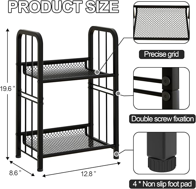 Bookshelf Storage Shelf Bookcase Freestanding Storage Stand for Living Room, Bedroom, Kitchen, Rust Resistance, Easy Assembly Free Combination Multi-Functional Organizer (2 Tiers, Black) - LeafyLoom