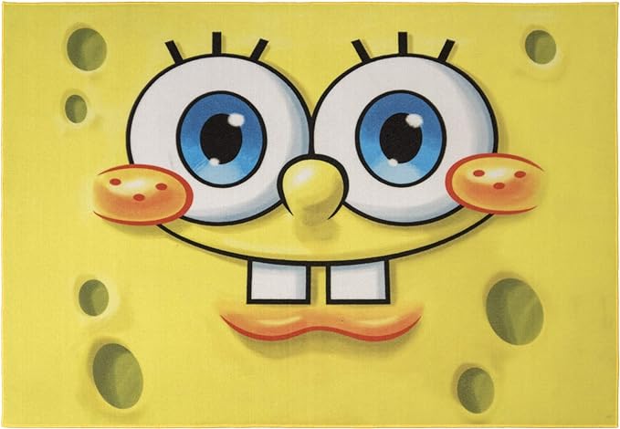Gertmenian Nickelodeon Spongebob Squarepants Face Area Rug for Children & Teens | Kids Home Decor for Girls & Boys | 4x6 Large, Yellow, 21278 - LeafyLoom
