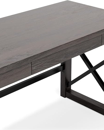 Signature Design by Ashley Freedan Rustic Farmhouse Home Office Desk, Dark Gray - LeafyLoom