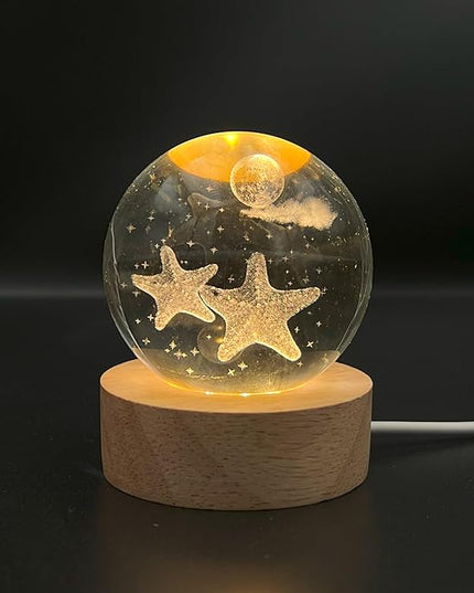 3D Starfish Crystal Ball Light - Glowing LED Night Light, Starfish Decor, Ideal Gift for Kids,Teens, Boys, and Girls - LeafyLoom