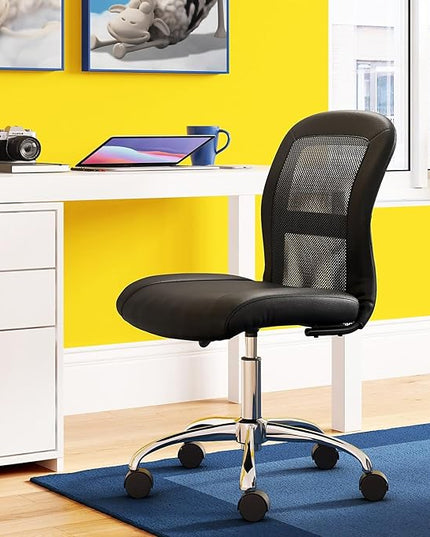 Serta Essential Armless Desk Chair Small TaskChair with Wheels, Breathable Mesh Back, SertaQuality Foam Cushion Seat for Comfort, Functional, Lightweight and Versatile, Task, Black - LeafyLoom