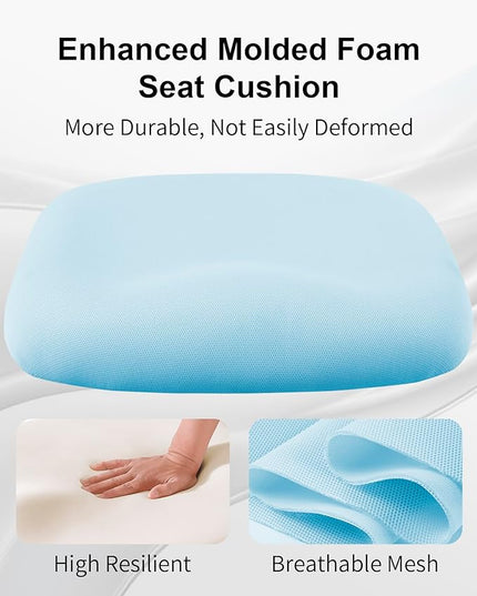 Ergonomic Office Chair with Footrest | Adjustable Lumbar Support, Reclining Desk Chair with Leg Rest, Comfortable Mesh Computer Chair for Home & Office (Blue) - LeafyLoom
