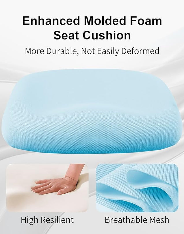 Ergonomic Office Chair with Footrest | Adjustable Lumbar Support, Reclining Desk Chair with Leg Rest, Comfortable Mesh Computer Chair for Home & Office (Blue) - LeafyLoom