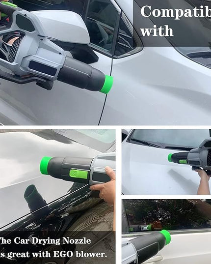 Car Drying Nozzle for EGO Leaf Blower, for Replace Blower 530, 575, 580,615, 650, 765, Bare Car Drying (8" Long) & Green Protective Silicone Band - LeafyLoom