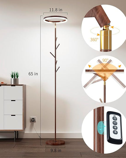 Innovative Floor Lamp, Floor Lamps for Living Room with Coat Rack, Floor Lamps with Stepless Adjust Color Temperatures & Brightness, Remote Control and Touch Control - LeafyLoom