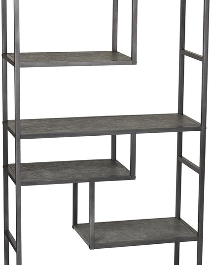 Household Essentials 8090-1 Tall Open Bookcase | Geometric Storage Shelves | Faux Slate Concrete - LeafyLoom