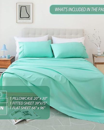 Twin Sheet Set - 3 Piece Soft Breathable Bed Sheets for Twin Size Bed, Extra Deep Pocket Lxuury Brushed Sheets, Cooling Hotel Bedding Sheets and Pillowcases, Wrinkle Free Oeko-Tex Sheets - LeafyLoom