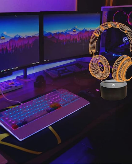 FULLOSUN Pixel Game Over Illusion Lamp, Gamepad 3D Night Light (3 Patterns) with Remote Control 16 Color Changing Gaming Room Headset Decor Best Gamer Gift - LeafyLoom