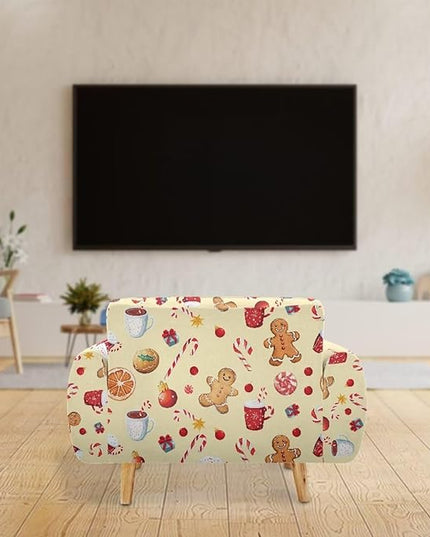 FKELYI Cute Christmas Sofa Couch Cover with Elastic Bottom Stretch Furniture Protector for Indoor Easy Going Stretch Sofa Slipcovers M FKELYI