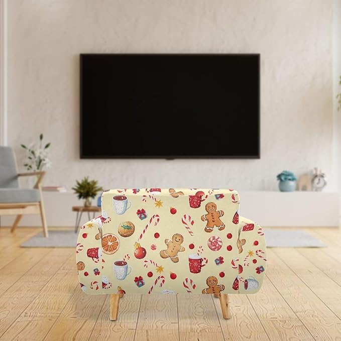 FKELYI Cute Christmas Sofa Couch Cover with Elastic Bottom Stretch Furniture Protector for Indoor Easy Going Stretch Sofa Slipcovers M FKELYI