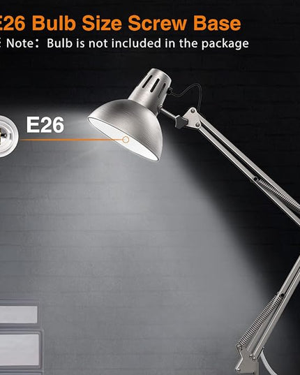 LEPOWER Floor Lamp, Swing Arm Floor Standing Lamp, Industrial Floor Lamp with Heavy Metal Base, E26 Lamp Base Floor Light, Modern Standing Reading Lamp for Living Room, Bedroom, Office Sliver - LeafyLoom