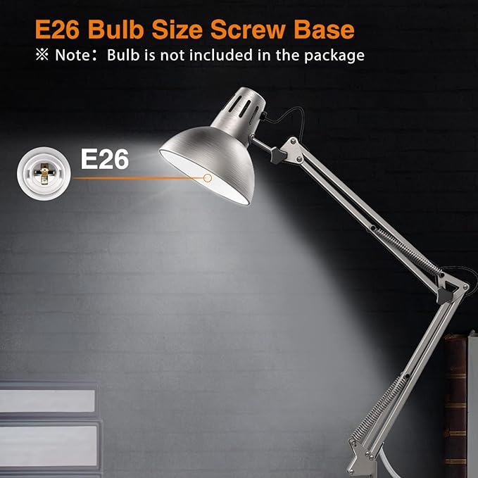 LEPOWER Floor Lamp, Swing Arm Floor Standing Lamp, Industrial Floor Lamp with Heavy Metal Base, E26 Lamp Base Floor Light, Modern Standing Reading Lamp for Living Room, Bedroom, Office Sliver - LeafyLoom