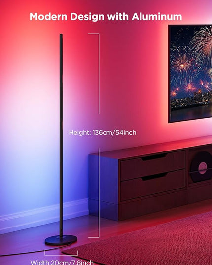 Govee RGBIC Floor Lamp, LED Corner Lamp Works with Alexa, 1000 Lumen Smart Modern Floor Lamp with Music Sync and 16 Million DIY Colors, Color Changing Standing Floor Lamp for Bedroom Living Room Black Govee