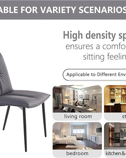 YOUTASTE Dining Chairs Set of 2 Mid Century Modern Upholstered Leather Kitchen Chairs Soft Padded Side Chairs with Metal Legs for Living Room Bedroom, Blueberry Purple - LeafyLoom