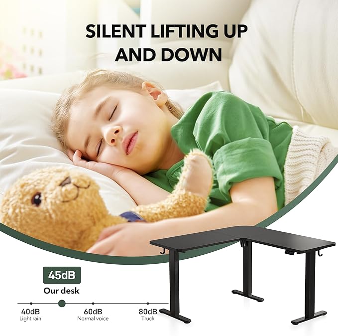 FEZIBO L Shaped Standing Desk, Electric Stand up Height Adjustable Home Office Table, Sit Stand Desk, Black Top - LeafyLoom