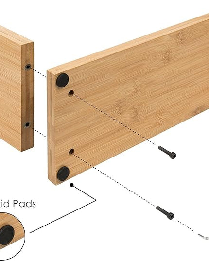 S&A WOODCRAFT Desktop Wood Bookshelf with Wooden Bookend, Bamboo Desk Organizer Shelf and Display Rack with Book Ends, Storage Shelf Bookcase for Office, Home Decor, Kitchen Countertop - LeafyLoom