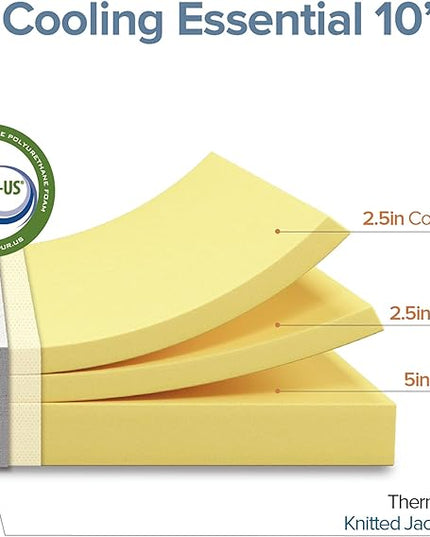 ZINUS Cooling Essential Foam Bed Mattress Conventional, Queen, White - LeafyLoom