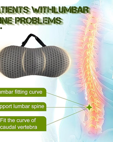 Lumbar Support Pillow - Memory Foam for Low Back Pain Relief, Ergonomic Streamline Car Seat, Office Chair, Recliner and Bed (Upgrade Gray) - LeafyLoom