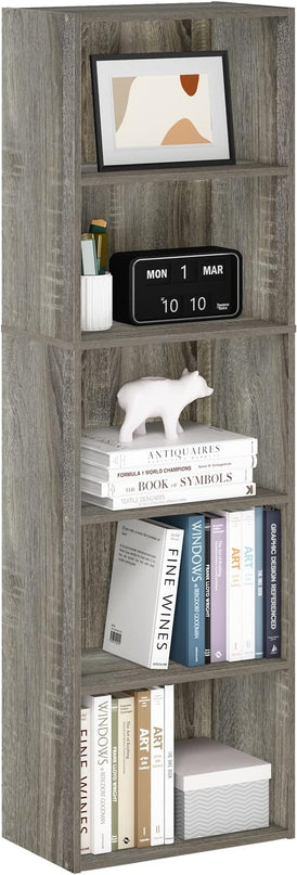 Furinno Luder Bookcase / Bookshelf / Storage Shelves, 5-Tier, French Oak - LeafyLoom