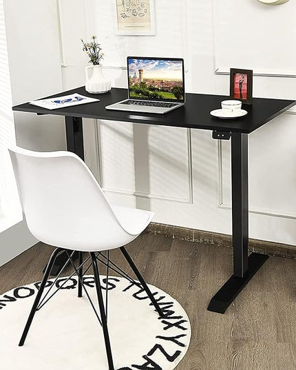 Electric, Single Motor Height Adjustable 2 Button Controller, Table Base for Work Home Office Computer Workstation Standing Desk Frame, Black - LeafyLoom