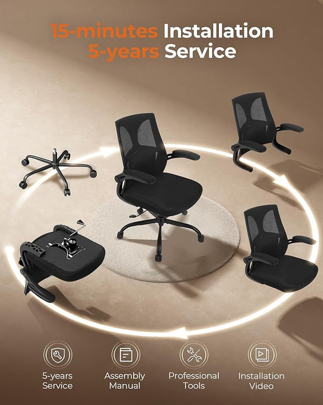 CAPOT Ergonomic Office Chair 350lbs Capacity - 3.9-inche Cushion and Tall Back Computer Desk Chair Breathable Mesh - Comfortable Swivel Office Chair with Adjustable Lumbar Support - LeafyLoom
