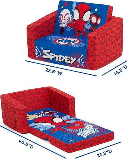 Delta Children Marvel Spidey and His Amazing Friends Cozee Flip-Out Chair - 2-in-1 Convertible Chair to Lounger for Kids - LeafyLoom