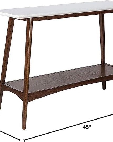 Madison Park Parker Console Tables-Solid Wood, Two-Tone Finish with Lower Storage Shelf Modern Mid-Century Accent Living Room Furniture, Medium, Off-White/Pecan - LeafyLoom
