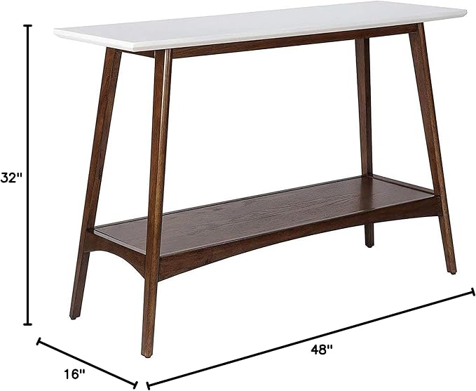 Madison Park Parker Console Tables-Solid Wood, Two-Tone Finish with Lower Storage Shelf Modern Mid-Century Accent Living Room Furniture, Medium, Off-White/Pecan - LeafyLoom