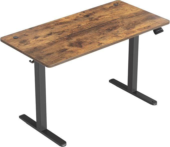 CubiCubi Electric Standing Desk, 63 x 24 Inches Height Adjustable Sit Stand Desk, Ergonomic Home Office Computer Workstation, RusticBrown - LeafyLoom