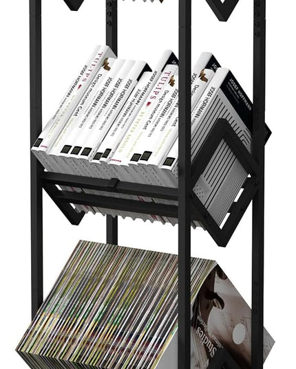 Bookshelf Book Cart Rack Industrial Metal Bookcase 3 Tier Holder with Wheels Modern Stylish Design Magazines Files Album Recipe Book Storage Organizer for Sofa End Bed Beside (3 Tier) - LeafyLoom