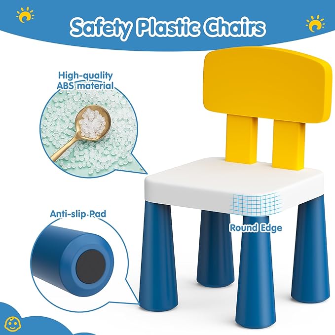 Arscniek 2Pcs Plastic Toddler Chair, Lightweight and Sturdy Kids Chair, 17" Height Little Seat Chairs for Home, Kindergarten, Playroom, Lawn, Beach, Indoor or Outdoor Use for Girls Boys Age 3-7 (Blue) - LeafyLoom