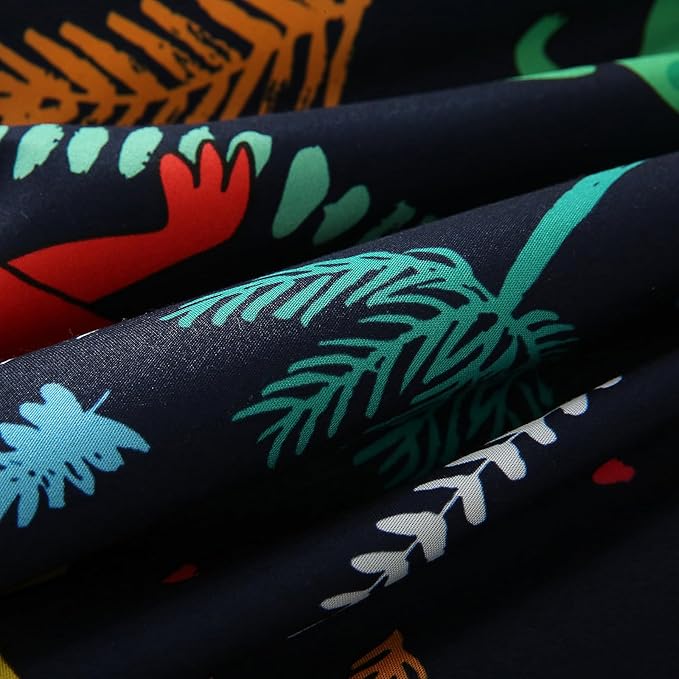 7 Piece Dinosaur Bedding Set Queen Size for Kids Boys Teens Cartoon Blue Dino Comforter Set with Sheet Colorful 3D Print Bed in a Bag - LeafyLoom