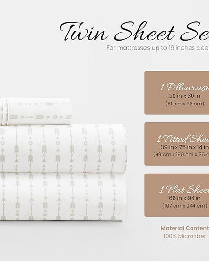 Linen Market 3 Piece Twin Bedding Sheet Set (Light Gray Arrows) - Sleep Better Than Ever with These Ultra-Soft & Cooling Bed Sheets for Your Twin Size Bed - Deep Pocket Fits 16" Mattress - LeafyLoom