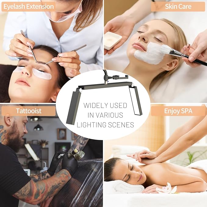 MYSWEETY Lash Light for Eyelash Extensions, 36'' Foldable Half Moon Light Lamp, LED Eyelash Floor Lamp, Estheticians Light with Phone Holder, Lash Light for Eyelash Tech, Tattoo, Makeup, Nails - LeafyLoom